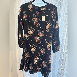 Loft black floral dress